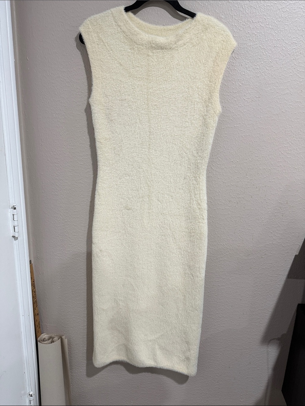 Et Clet Cream Sweater Knit Bodycon Dress -L